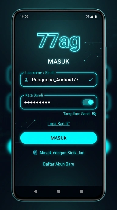 Tampilan halaman login 77ag