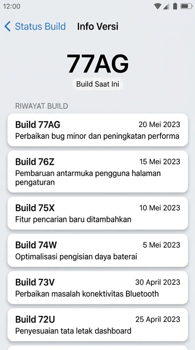 Tampilan riwayat versi 77ag