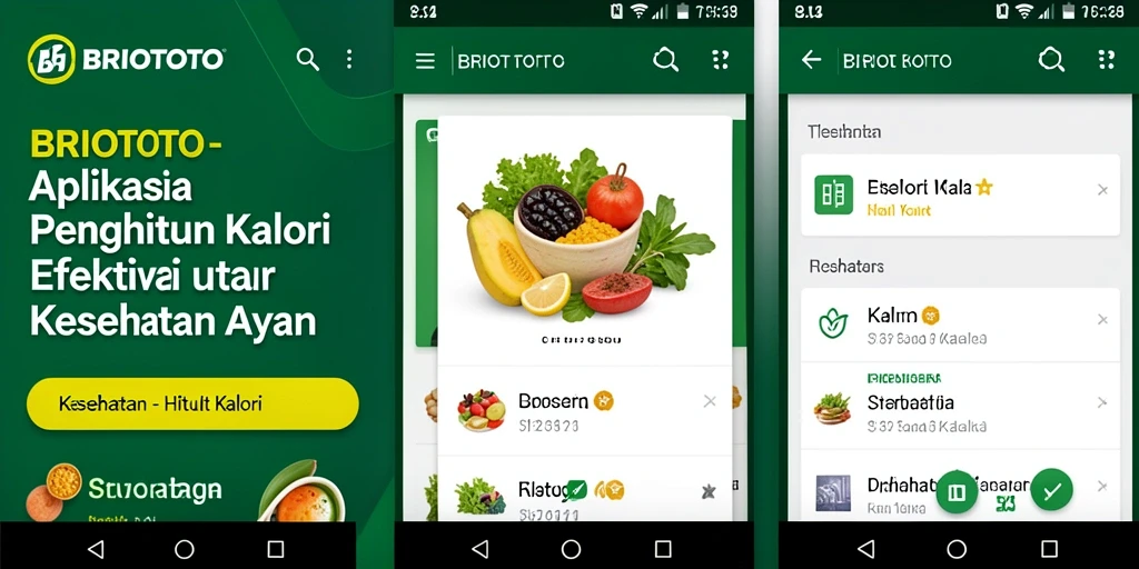 Antarmuka pengguna BRIOTOTO yang sederhana dan intuitif untuk menghitung kalori.