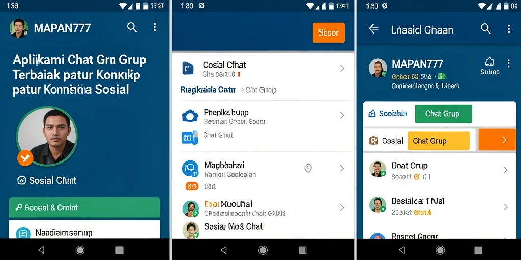 Antarmuka menarik dari aplikasi MAPAN777 untuk chatting grup.
