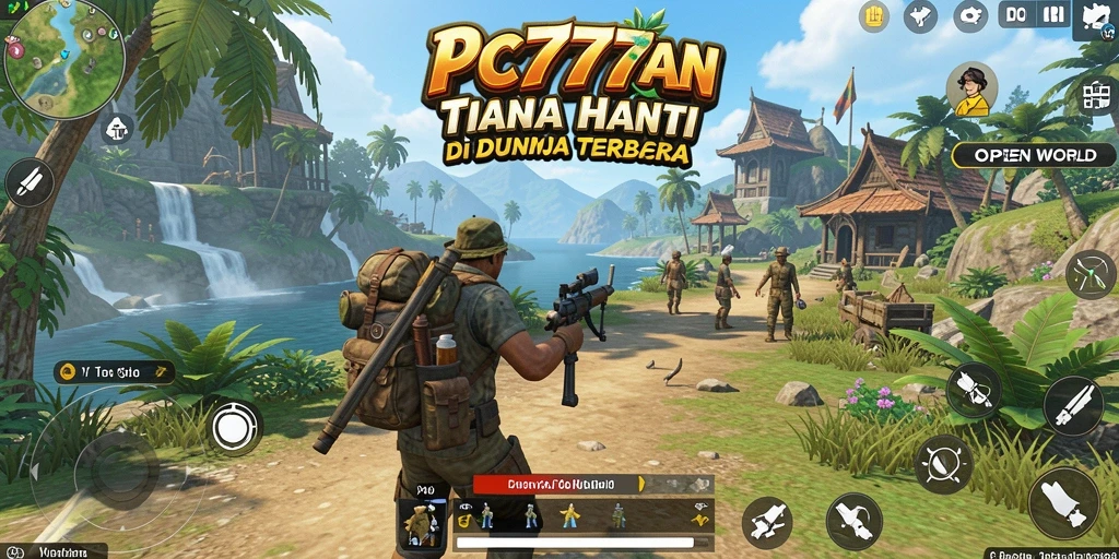 Screenshot PC777 menunjukkan suasana dunia terbuka yang mengesankan.